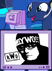 Size: 563x769 | Tagged: safe, banned from derpibooru, deleted from derpibooru, derpibooru import, princess luna, gamer luna, darksydephil, dsp, exploitable meme, hideo kojima, kojima world order, kwo, meme, metal gear, metal gear solid, new world order, nwo, obligatory pony, tv meme