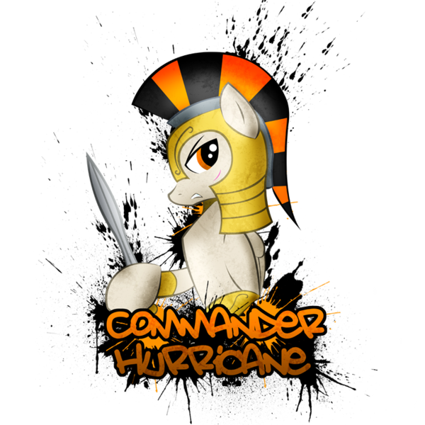 Size: 700x700 | Tagged: safe, artist:sparkdraws, banned from derpibooru, deleted from derpibooru, derpibooru import, commander hurricane, concept, helmet, interpretation, roman, solo, spear, spray, weapon