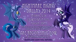 Size: 1320x736 | Tagged: safe, artist:ashleynicholsart, banned from derpibooru, deleted from derpibooru, derpibooru import, oc, oc:saros, oc:spirit chaser, 2014, convention, meta, night guard, nightmare nights dallas, poster