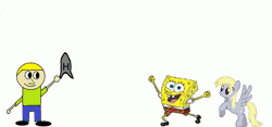 Size: 2656x1248 | Tagged: safe, artist:angrynoahs, banned from derpibooru, deleted from derpibooru, derpibooru import, derpy hooves, animated, bomb, explosion, gif, h bomb, image, spongebob squarepants, spongebob squarepants (character), weapon