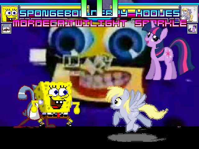 Size: 640x480 | Tagged: safe, artist:angrynoahs, banned from derpibooru, deleted from derpibooru, derpibooru import, derpy hooves, twilight sparkle, image, klasky csupo, mordecai, mugen, png, regular show, spongebob squarepants, spongebob squarepants (character)