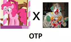 Size: 1052x626 | Tagged: safe, banned from derpibooru, deleted from derpibooru, derpibooru import, pinkie pie, pony, exploitable meme, meme, otp, vector, yucko the clown