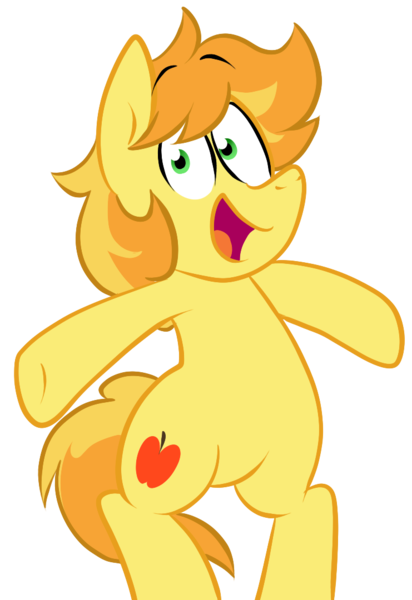 Size: 741x1080 | Tagged: safe, artist:nannurs, banned from derpibooru, deleted from derpibooru, derpibooru import, braeburn, bipedal, happy, smiling, solo