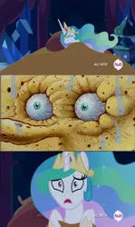 Size: 612x1024 | Tagged: safe, banned from derpibooru, deleted from derpibooru, derpibooru import, princess celestia, celestia's nightmare, exploitable meme, image, jpeg, meme, nightmare, spongebob squarepants, spongebob squarepants (character), tea at the treedome