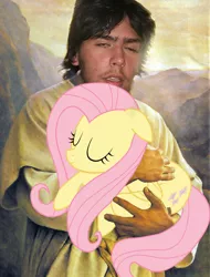 Size: 480x633 | Tagged: safe, banned from derpibooru, deleted from derpibooru, derpibooru import, fluttershy, human, damian, forced meme, hug, irl, irl human, jesus christ, meme, photo, seriously who is this guy?