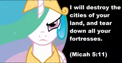 Size: 1402x724 | Tagged: safe, banned from derpibooru, deleted from derpibooru, derpibooru import, princess celestia, bible verse, christianity, judaism, micah, religion, solo, text, verse