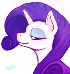 Size: 736x781 | Tagged: safe, artist:gingersnap913, banned from derpibooru, deleted from derpibooru, derpibooru import, rarity, pony, unicorn, bust, female, glamour, lidded eyes, mare, portrait, profile, sapphire eye rarity, simple background, solo, white background