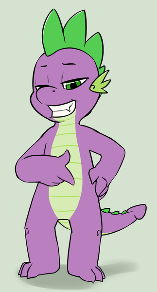 Size: 928x1726 | Tagged: safe, artist:atrolux, banned from derpibooru, deleted from derpibooru, derpibooru import, spike, grin, smiling, solo