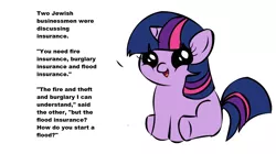 Size: 1194x668 | Tagged: safe, banned from derpibooru, deleted from derpibooru, derpibooru import, twilight sparkle, exploitable meme, female, filly, filly twilight sparkle, filly twilight telling an offensive joke, meme, obligatory pony, solo, vulgar, younger