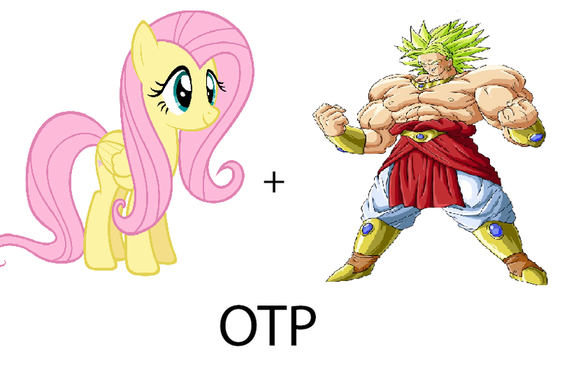 Size: 814x535 | Tagged: safe, banned from derpibooru, deleted from derpibooru, derpibooru import, fluttershy, broly, crossover, crossover shipping, exploitable meme, meme, otp, shipping