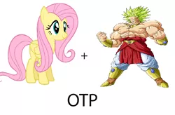Size: 814x535 | Tagged: safe, banned from derpibooru, deleted from derpibooru, derpibooru import, fluttershy, broly, crossover, crossover shipping, exploitable meme, meme, otp, shipping