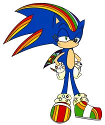 Size: 1000x1193 | Tagged: safe, artist:flam3zero, banned from derpibooru, deleted from derpibooru, derpibooru import, barely pony related, crossover, image, png, rainbow power, solo, sonic is not amused, sonic the hedgehog, sonic the hedgehog (series)