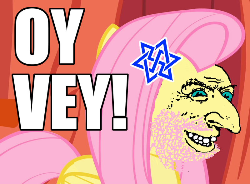 Size: 978x720 | Tagged: artist needed, safe, banned from derpibooru, deleted from derpibooru, derpibooru import, fluttershy, beard, contradiction, facial hair, jew, nazi, oy vey, star of david, swastika