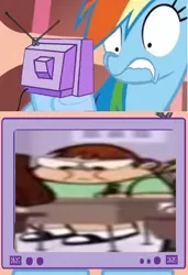 Size: 1194x1742 | Tagged: safe, banned from derpibooru, deleted from derpibooru, derpibooru import, rainbow dash, exploitable meme, meme, my gym partners a monkey, obligatory pony, shocked, student, swag, tv meme