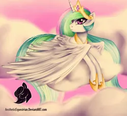 Size: 2048x1856 | Tagged: safe, artist:pastelmistress, banned from derpibooru, deleted from derpibooru, derpibooru import, princess celestia, cloud, cloudy, prone, solo