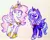 Size: 1024x818 | Tagged: safe, artist:imarieu, banned from derpibooru, deleted from derpibooru, derpibooru import, princess celestia, princess luna, cewestia, cute, female, filly, peytral, simple background, smiling, traditional art, woona, younger