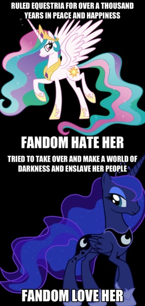 Size: 1494x3143 | Tagged: safe, banned from derpibooru, deleted from derpibooru, derpibooru import, princess celestia, princess luna, celestia hate, drama, fandom logic, meme, op started shit