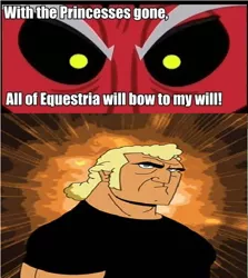 Size: 582x653 | Tagged: safe, banned from derpibooru, deleted from derpibooru, derpibooru import, lord tirek, brock samson, exploitable meme, meme, the venture bros., this will end in death, tirek vs everyone meme