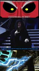 Size: 450x808 | Tagged: safe, banned from derpibooru, deleted from derpibooru, derpibooru import, lord tirek, dark side, darth sidious, emperor palpatine, exploitable meme, lightning, meme, return of the jedi, star wars, the force, tirek vs everyone meme