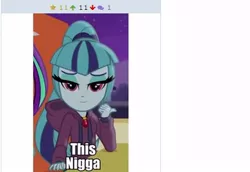 Size: 354x244 | Tagged: safe, banned from derpibooru, deleted from derpibooru, derpibooru import, screencap, sonata dusk, equestria girls, rainbow rocks, caption, image macro, meme, text, this nigga