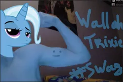 Size: 724x485 | Tagged: safe, artist:jeki, banned from derpibooru, deleted from derpibooru, derpibooru import, trixie, human, acdc, bedroom, masterpiece, swag, text