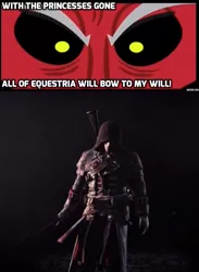 Size: 935x1279 | Tagged: safe, banned from derpibooru, deleted from derpibooru, derpibooru import, lord tirek, assassin's creed, assassin's creed rogue, exploitable meme, meme, shay cormac, shay patrick cormac, tirek vs everyone meme