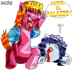 Size: 615x600 | Tagged: safe, artist:davide76, banned from derpibooru, deleted from derpibooru, derpibooru import, ponified, pony, blood, crossover, excel, excel saga, hyatt, italy