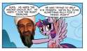 Size: 124x73 | Tagged: safe, banned from derpibooru, deleted from derpibooru, derpibooru import, idw, twilight sparkle, alicorn, spoiler:comic, osama bin laden, picture for breezies, shitposting, twilight justifies evil meme, twilight sparkle (alicorn)