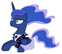 Size: 5796x4995 | Tagged: safe, artist:sebisscout1997, banned from derpibooru, deleted from derpibooru, derpibooru import, princess luna, clothes, greaser, jacket, leather jacket, solo, vector