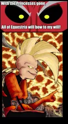 Size: 643x1170 | Tagged: safe, banned from derpibooru, deleted from derpibooru, derpibooru import, lord tirek, exploitable meme, meme, pk, pkna, this will end in death, this will end in tears, this will end in tears and/or death, tirek is doomed, tirek vs everyone meme, xadhoom