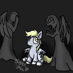 Size: 500x500 | Tagged: safe, artist:usagi-zakura, banned from derpibooru, deleted from derpibooru, derpibooru import, derpy hooves, derp, statue, weeping angel