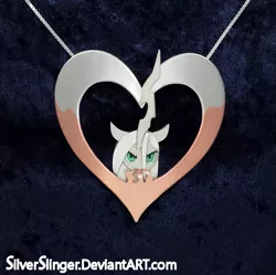 Size: 629x626 | Tagged: safe, artist:silverslinger, banned from derpibooru, deleted from derpibooru, derpibooru import, queen chrysalis, craft, heart, irl, jewelry, necklace, pendant, photo