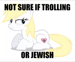 Size: 1075x886 | Tagged: safe, artist:mayde-m, banned from derpibooru, deleted from derpibooru, derpibooru import, oc, oc:aryanne, antisemitism, blonde, caption, female, full body, heart (organ), lying down, nazi, not sure if trolling, offensive, organs, racism, solo, swastika