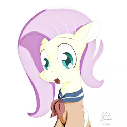 Size: 3000x2999 | Tagged: safe, artist:ando, banned from derpibooru, deleted from derpibooru, derpibooru import, fluttershy, clothes, school uniform, solo
