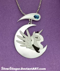 Size: 640x754 | Tagged: safe, artist:silverslinger, banned from derpibooru, deleted from derpibooru, derpibooru import, princess luna, comet, craft, jewelry, moon, necklace, pendant, photo, solo