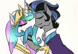 Size: 789x550 | Tagged: safe, artist:ajue, banned from derpibooru, deleted from derpibooru, derpibooru import, king sombra, princess celestia, celestibra, female, good king sombra, kissing, male, shipping, straight