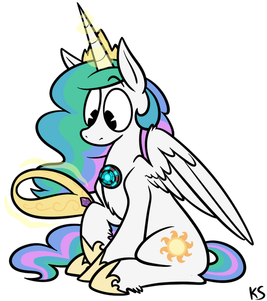 Size: 800x900 | Tagged: safe, artist:karpet-shark, banned from derpibooru, deleted from derpibooru, derpibooru import, princess celestia, arc reactor, commission, iron man, iron mare, jewelry, levitation, magic, regalia, sitting, solo, spread wings, telekinesis, wings