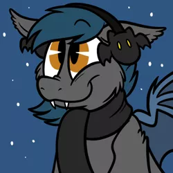 Size: 500x500 | Tagged: safe, artist:karpet-shark, banned from derpibooru, deleted from derpibooru, derpibooru import, oc, oc:speck, unofficial characters only, bat pony, clothes, earmuffs, scarf, solo