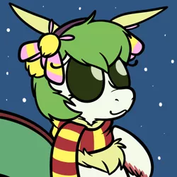 Size: 500x500 | Tagged: safe, artist:karpet-shark, banned from derpibooru, deleted from derpibooru, derpibooru import, oc, oc:actias, unofficial characters only, moth, mothpony, original species, clothes, earmuffs, scarf, snow