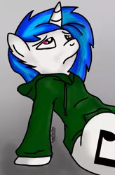 Size: 359x548 | Tagged: safe, artist:kamithepony, banned from derpibooru, deleted from derpibooru, derpibooru import, vinyl scratch, clothes, hoodie, looking up, solo