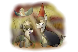 Size: 1024x683 | Tagged: safe, artist:amarcato, banned from derpibooru, deleted from derpibooru, derpibooru import, ponified, earth pony, pony, beatrice, greg, over the garden wall, wirt