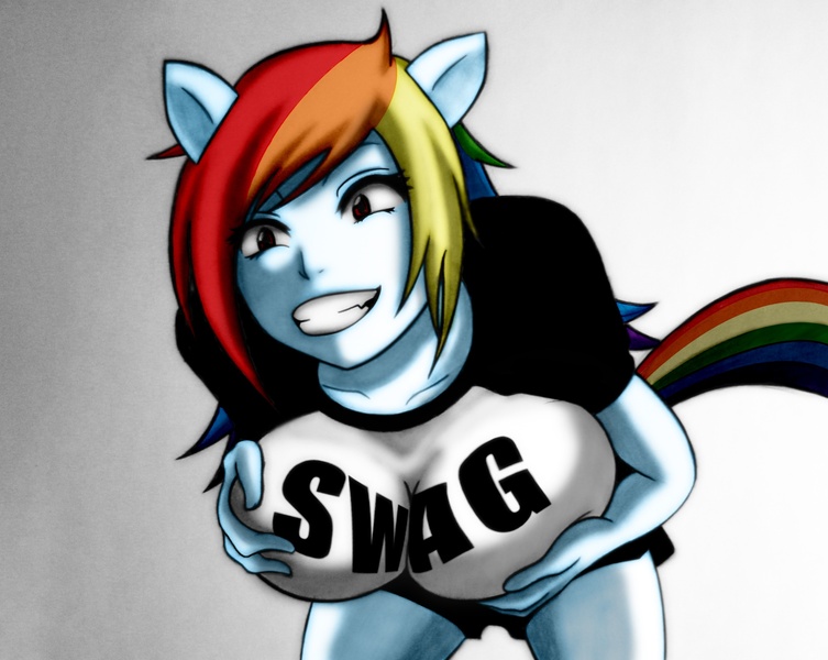 Size: 2168x1728 | Tagged: suggestive, artist:names76, banned from derpibooru, deleted from derpibooru, derpibooru import, rainbow dash, anthro, big breasts, breasts, busty rainbow dash, female, human facial structure, mega milk, meme, solo, solo female, swag