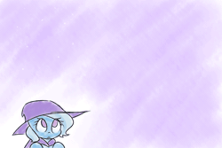 Size: 1280x853 | Tagged: safe, artist:bakasan, banned from derpibooru, deleted from derpibooru, derpibooru import, trixie, pony, unicorn, the little magician, animated, cute, female, filly, frown, glitter, gradient background, looking up, mare, solo