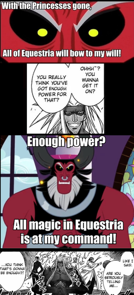 Size: 732x1609 | Tagged: safe, banned from derpibooru, deleted from derpibooru, derpibooru import, lord tirek, exploitable meme, jack rakan, mahou sensei negima, meme, tirek is doomed, tirek vs everyone meme