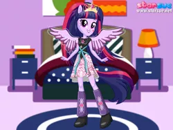 Size: 800x600 | Tagged: safe, banned from derpibooru, deleted from derpibooru, derpibooru import, twilight sparkle, twilight sparkle (alicorn), alicorn, equestria girls, rainbow rocks, dressup, game, ponied up, starsue