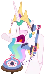 Size: 3083x4999 | Tagged: safe, artist:zutheskunk, banned from derpibooru, deleted from derpibooru, derpibooru import, princess celestia, eye twitch, high res, phone, simple background, transparent background, uvula, vector, wide eyes, yelling