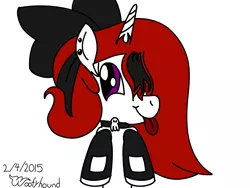 Size: 1024x768 | Tagged: safe, artist:xwoofyhoundx, banned from derpibooru, deleted from derpibooru, derpibooru import, oc, oc:red velvet, unofficial characters only, unicorn, choker, piercing, skull, solo, tongue out