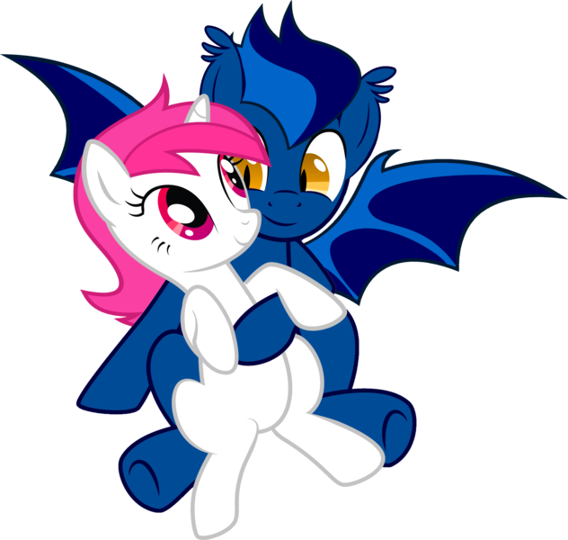 Size: 3160x2999 | Tagged: safe, artist:shootingstarajm, banned from derpibooru, deleted from derpibooru, derpibooru import, oc, oc:princess scarlet, oc:shooting star, unofficial characters only, alicorn, bat pony, couple, cuddling, cute, ear fluff, female, love, male, oc x oc, shipping, simple background, snuggling, straight, transparent background, vector