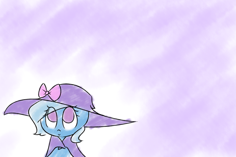 Size: 1280x853 | Tagged: safe, artist:bakasan, banned from derpibooru, deleted from derpibooru, derpibooru import, trixie, pony, unicorn, the little magician, bow, c:, cute, diatrixes, female, filly, hat, looking up, mare, smiling, solo, younger