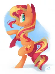 Size: 1366x1839 | Tagged: safe, artist:spacekitsch, banned from derpibooru, deleted from derpibooru, derpibooru import, sunset shimmer, pony, unicorn, rearing, solo